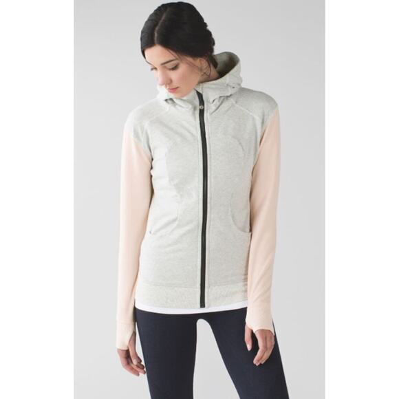 Lululemon Jackets & Blazers - Lululemon On The Daily Hoodie French Terry Jacket Women S 6 Heathered White Pink